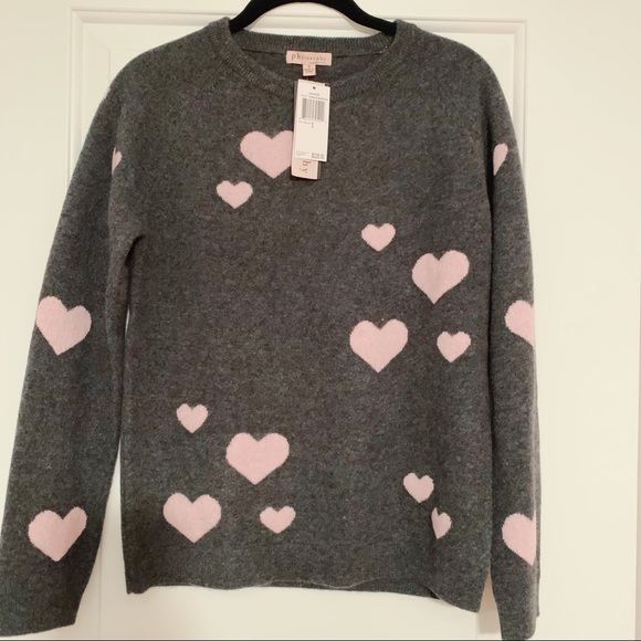 Philosophy Sweaters - NWT Philosophy 100% Cashmere Grey Hearts Sweater